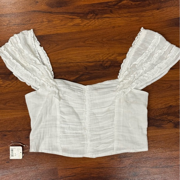 Free People White Smocked Cotton Crop Top – Size L 🤍✨ - Picture 3 of 8
